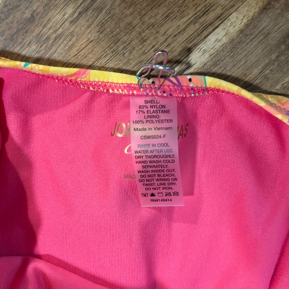 Johnny Was Swim Suit Kaleida Flamingo Cut Out Surf Womens XL New - Picture 3 of 10